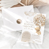 Invitation Beige Boho Bearly wait Baby shower neutre
