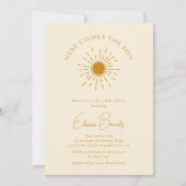 Invitation Beige Boho Sunshine Ici Vient Le Baby shower Fils (Devant)