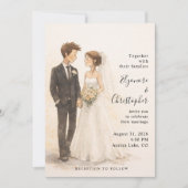 Invitation Beige Boho Whimsical Watercolor Wedding (Devant)