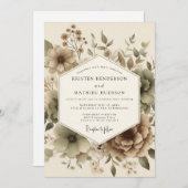 Invitation Beige Botanical Autumn Wedding (Devant / Derrière)