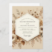 Invitation Beige Botanical Romantic Wedding (Devant / Derrière)