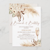 Invitation Beige Brown Boho Brunch Fête des mariées Bubbly (Devant / Derrière)