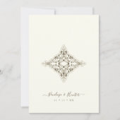 Invitation Beige Brown Chic Lace Romantic Couple Wedding (Devant)