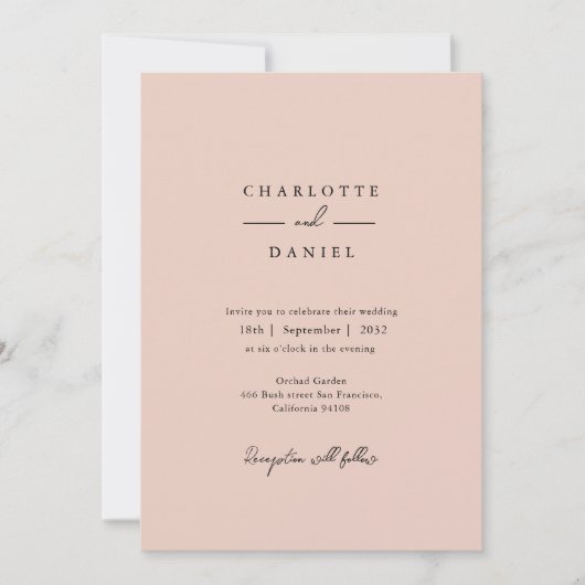Invitation Beige Brown, moderne, minimal, mariage de typograp (Devant)