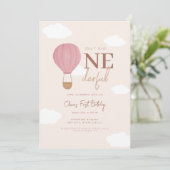 Invitation Beige chaud Air Ballon Onederday 1er anniversaire (Debout devant)