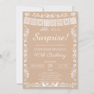 Invitation Beige Chut C'est une Surprise de 40e Anniversaire