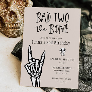 Invitation Beige clair Bad Two The Bone 2e fête d'anniversair