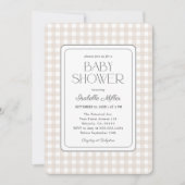 Invitation Beige classique En vichy Baby shower neutre pour l (Devant)