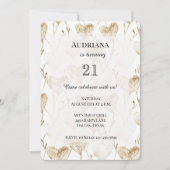 Invitation Beige Crème Marron Blanc Cœurs Bohème Anniversaire (Devant)