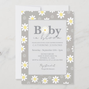 Invitation Beige Daisy Baby dans douche fleurie