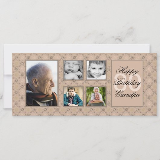 Invitation beige de Multi-Photo de diamants (Devant)