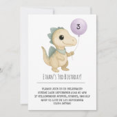 Invitation Beige Dino with Blue Spikes and Balloon Birthday (Devant)