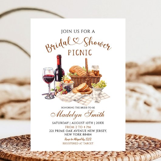 Invitation Beige Earth Tone Bridal Shower Picnic Party