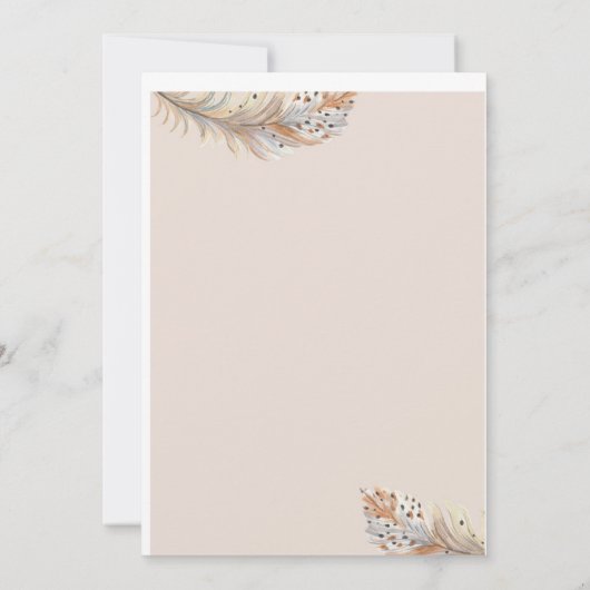 Invitation Beige Élégant Floral Illustratif, avec couple (Dos)