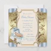 Invitation Beige et bleu Baby Boy Douche (Dos)