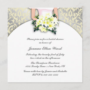 Invitation beige et jaune de Fête de la mariée