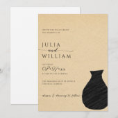 Invitation Beige et noir esthétique | MARIAGE (Devant / Derrière)