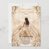 Invitation beige et or pour une princesse pour ses (Devant)