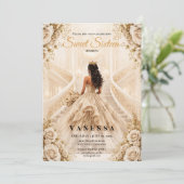 Invitation beige et or pour une princesse pour ses (Debout devant)