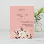 Invitation Beige et rose pâle Rustique Mariage floral - rose (Debout devant)