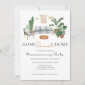 Invitation Beige et vert nouvelle maison vie Fête de chauffag (Devant)