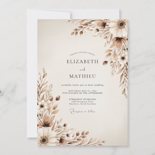 Invitation Beige Ethereal Botanical Wedding (Devant)