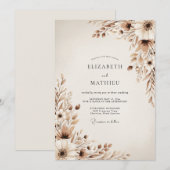 Invitation Beige Ethereal Botanical Wedding (Devant / Derrière)
