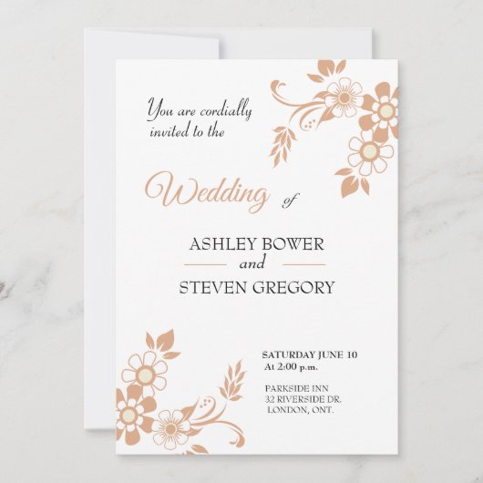 Invitation Beige floral (Devant)