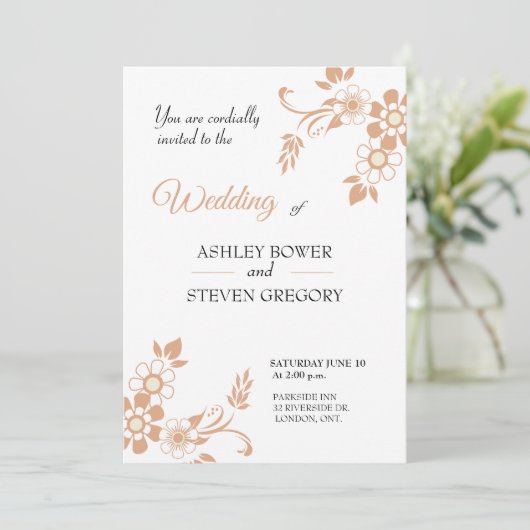 Invitation Beige floral (Debout devant)