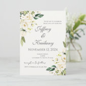 Invitation Beige Flowers Wedding (Debout devant)