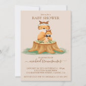 Invitation Beige Fox Aquarelle maman bébé garçon douche (Devant)