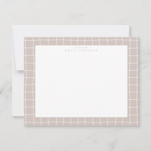 Invitation Beige Grid Frame Note Card (Devant)