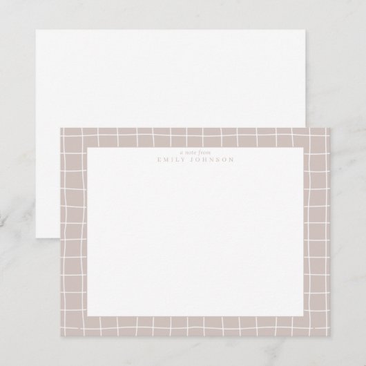 Invitation Beige Grid Frame Note Card (Devant / Derrière)