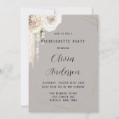Invitation Beige Gris Blanc Perles Florales Bachelorette Part (Devant)
