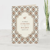 Invitation Beige Ikat All in One Anand Karaj Sikh Mariage (Devant)