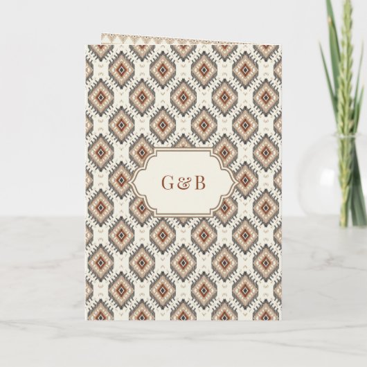 Invitation Beige Ikat All in One Anand Karaj Sikh Mariage (Dos)