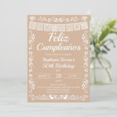 Invitation Beige Joyeux Anniversaire (Debout devant)