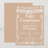 Invitation Beige Joyeux Anniversaire (Devant / Derrière)