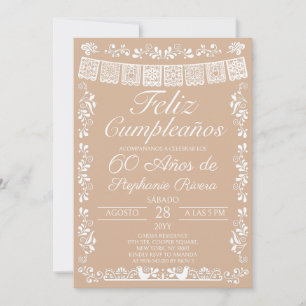 Invitation Beige Joyeux Anniversaire 60e Anniversaire