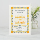 Invitation beige Mariage moderne, fleurs jaunes (Debout devant)