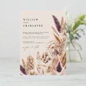 Invitation Beige & Mauve Tropical Flowers Bohemian Wedding (Debout devant)