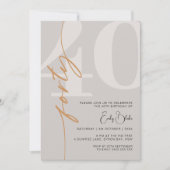 Invitation Beige minimaliste Quarante-40e fête d'anniversaire (Devant)