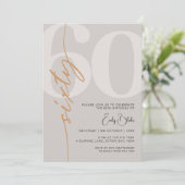 Invitation Beige minimaliste Soixante 60e anniversaire (Debout devant)