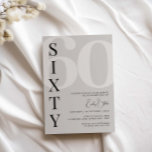 Invitation Beige minimaliste Soixante 60e anniversaire<br><div class="desc">Cette minimaliste typographie 60ème anniversaire invitation est parfait pour une fête d'anniversaire moderne. Personnalisable dans n'importe quelle couleur. Gardez le design minimal et élégant, en l'état, ou personnalisez-le en ajoutant vos propres graphiques et artwork. Pour une personnalisation plus avancée de cette conception, par exemple la modification de la disposition, de...</div>