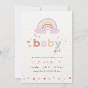 Invitation Beige Modern Cute Baby shower arc-en-ciel
