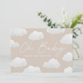 Invitation Beige naturel Oh Baby shower moderne design (Debout devant)