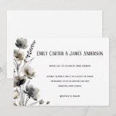 Invitation Beige Neutral Floral Wedding (Devant / Derrière)