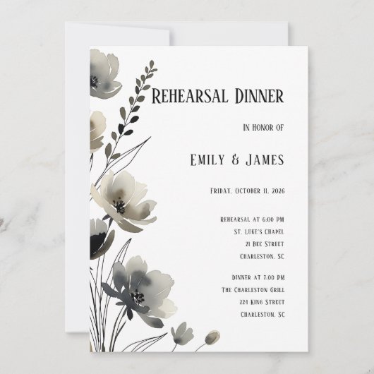 Invitation Beige Neutral Floral Wedding (Devant)