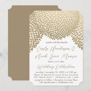 Invitation Beige Neutral Nature Floral Chrysanthemum Mariage