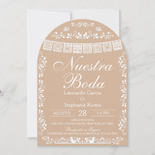 Invitation Beige Notre Mariage Papier Décoratif Mariage Espag